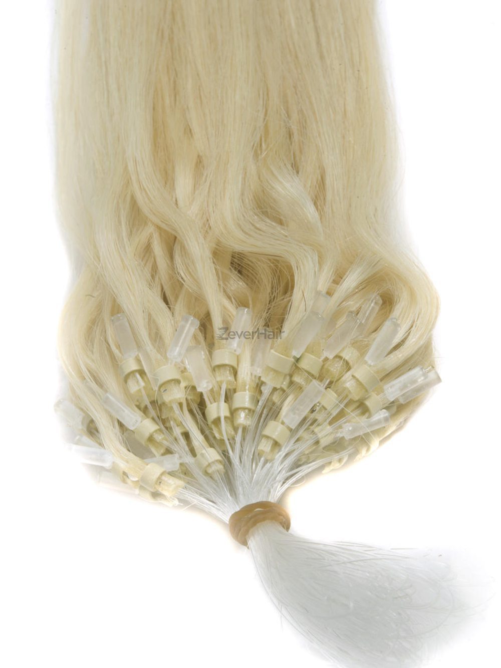 Micro Loop Remy Hair Extensions 100 Strands Silky Straight Medium Blonde(#24) - Zever Hair 3