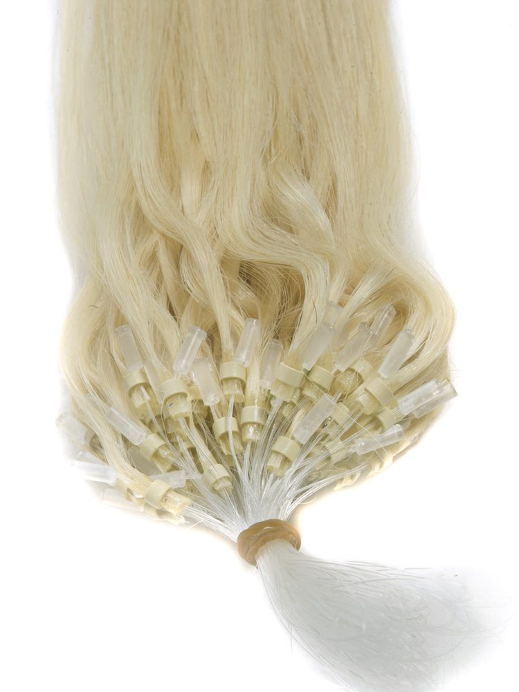 Micro Loop Remy Hair Extensions 100 Strands Silky Straight Medium Blonde(#24) - Zever Hair 3