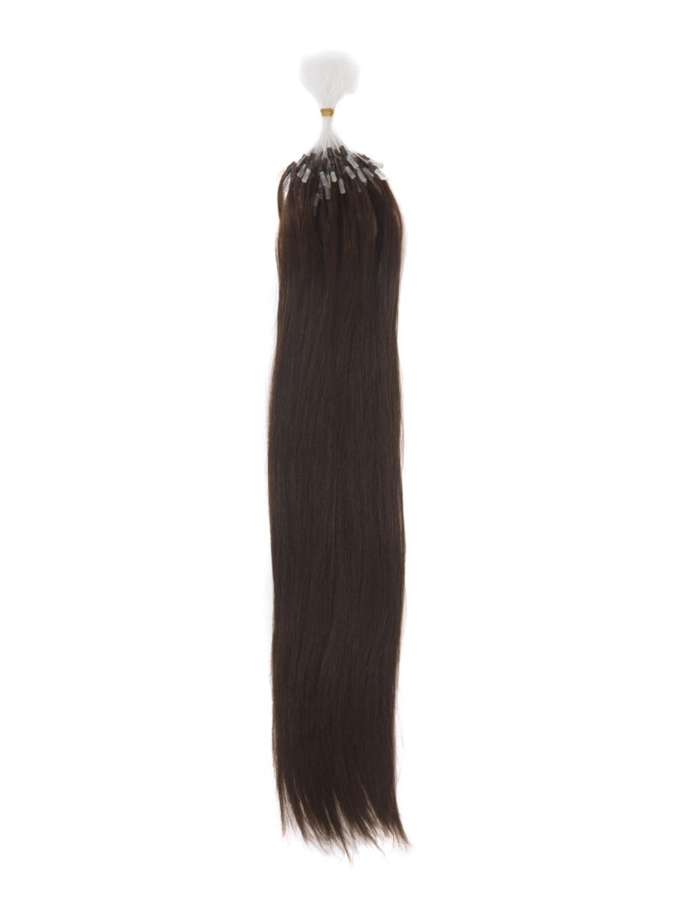 Remy Micro Loop Hair Extensions 100 Strands Silky Straight Dark Brown(#2) - Zever Hair 1