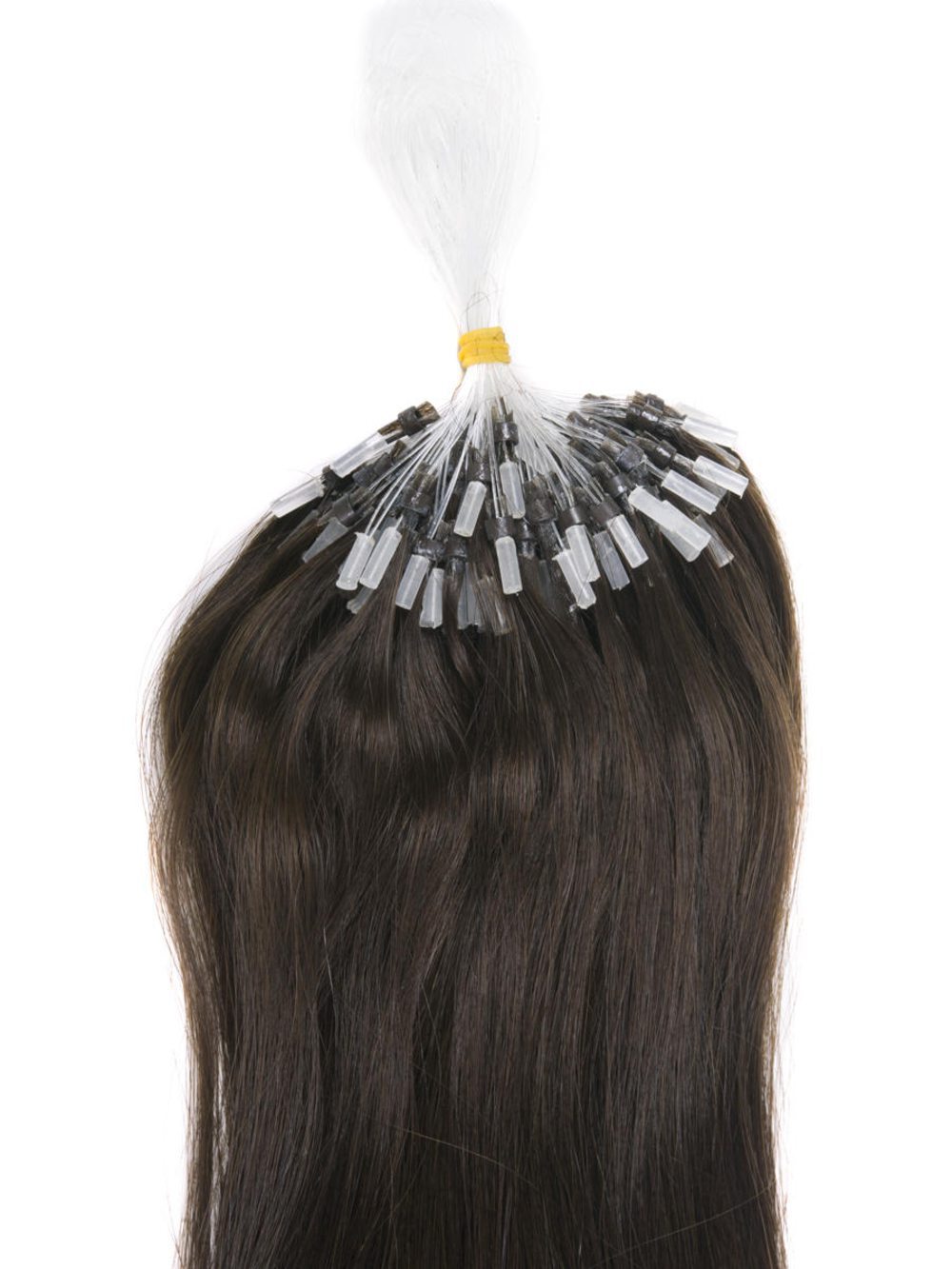 Remy Micro Loop Hair Extensions 100 Strands Silky Straight Dark Brown(#2) - Zever Hair 2
