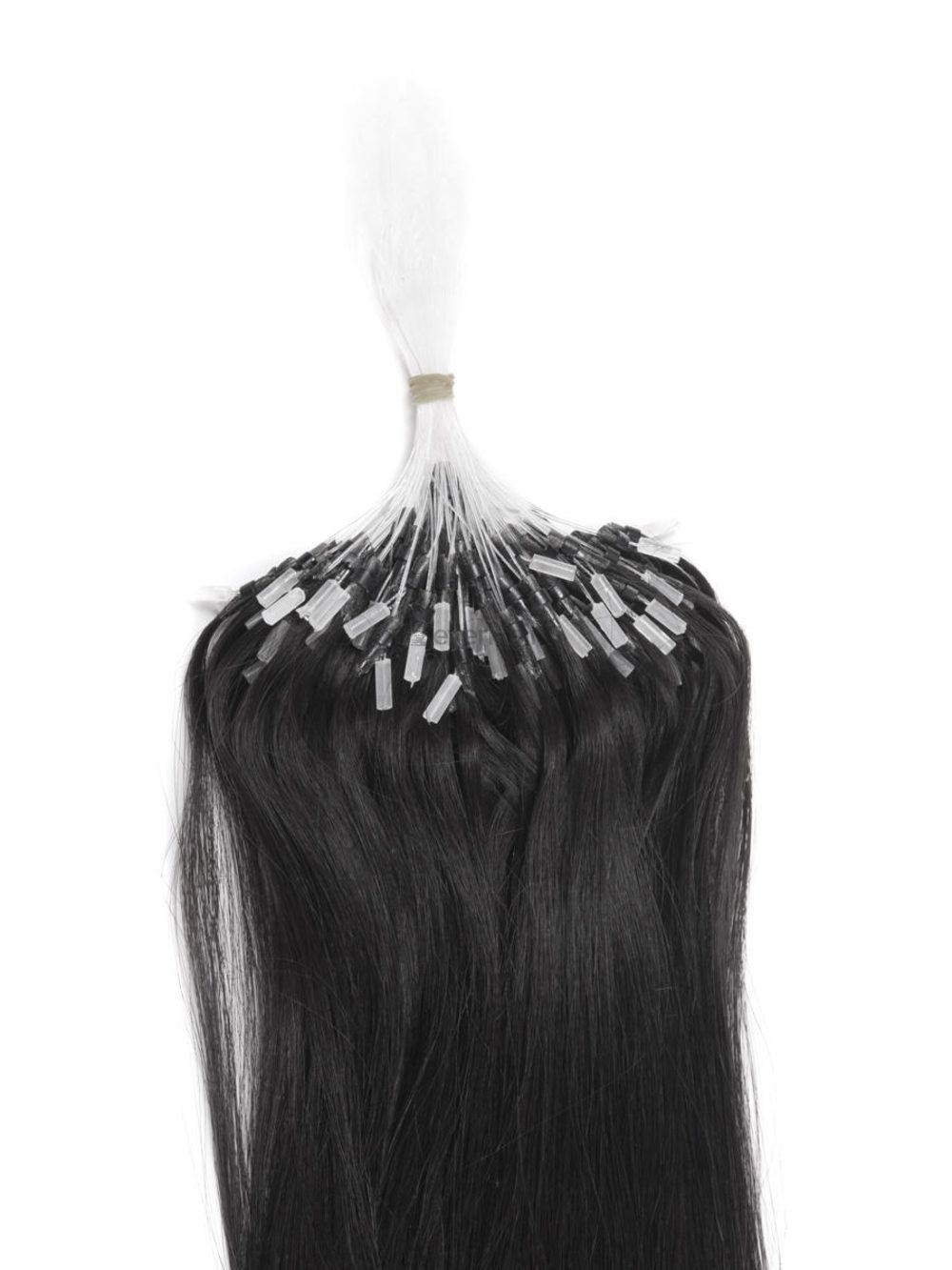 Micro Loop Human Hair Extensions 100 Strands Silky Straight Natural Black(#1B) - Zever Hair 1