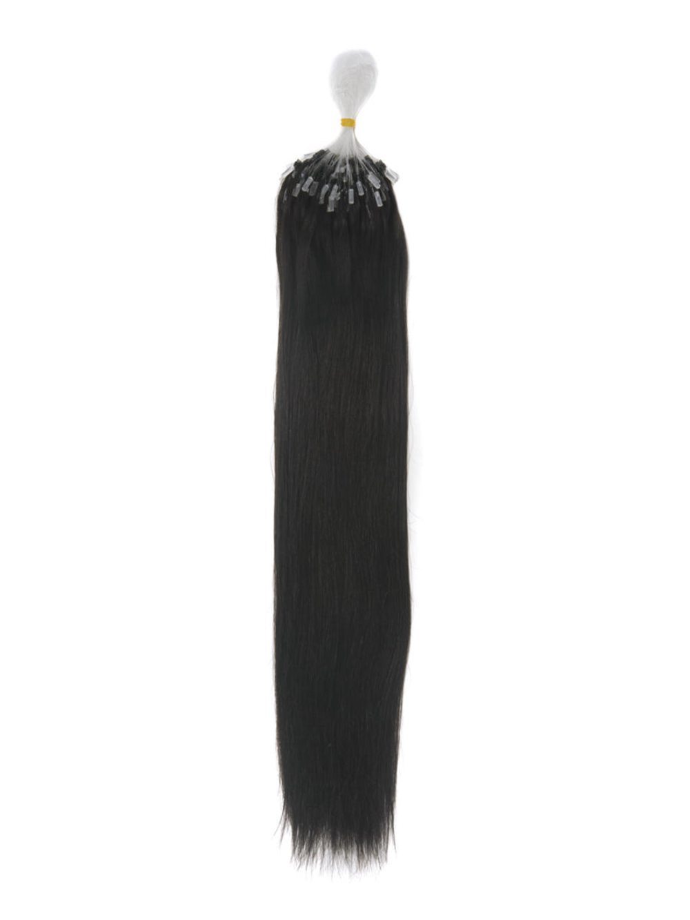 Micro Loop Human Hair Extensions 100 Strands Silky Straight Natural Black(#1B) - Zever Hair 3