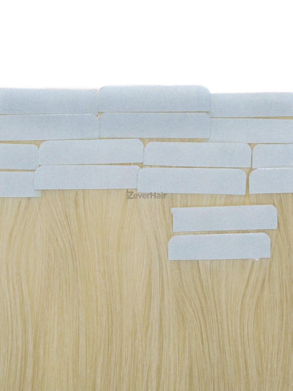 Tape In Human Hair Extensions 20 Piece Silky Straight Bleach White Blonde(#613) - Zever Hair 2