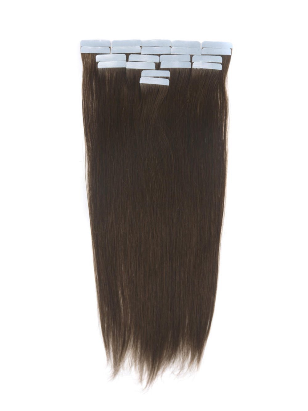 Remy Tape In Hair Extensions 20 Piece Silky Straight Medium Brown(#4) - Zever Hair 1