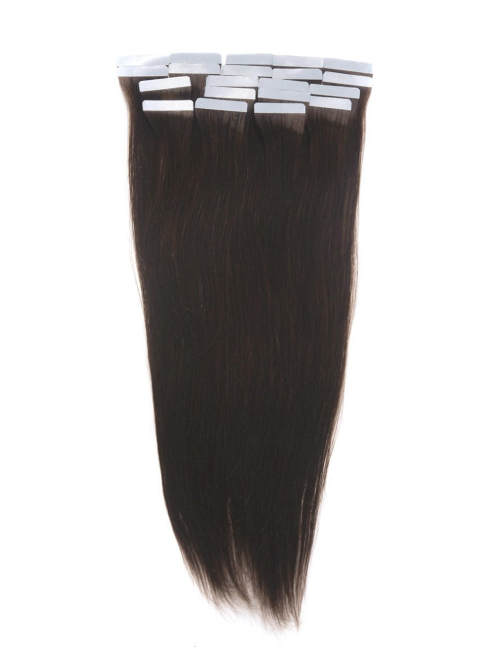 Tape In Remy Hair Extensions 20 Piece Silky Straight Dark Brown(#2) - Zever Hair 1