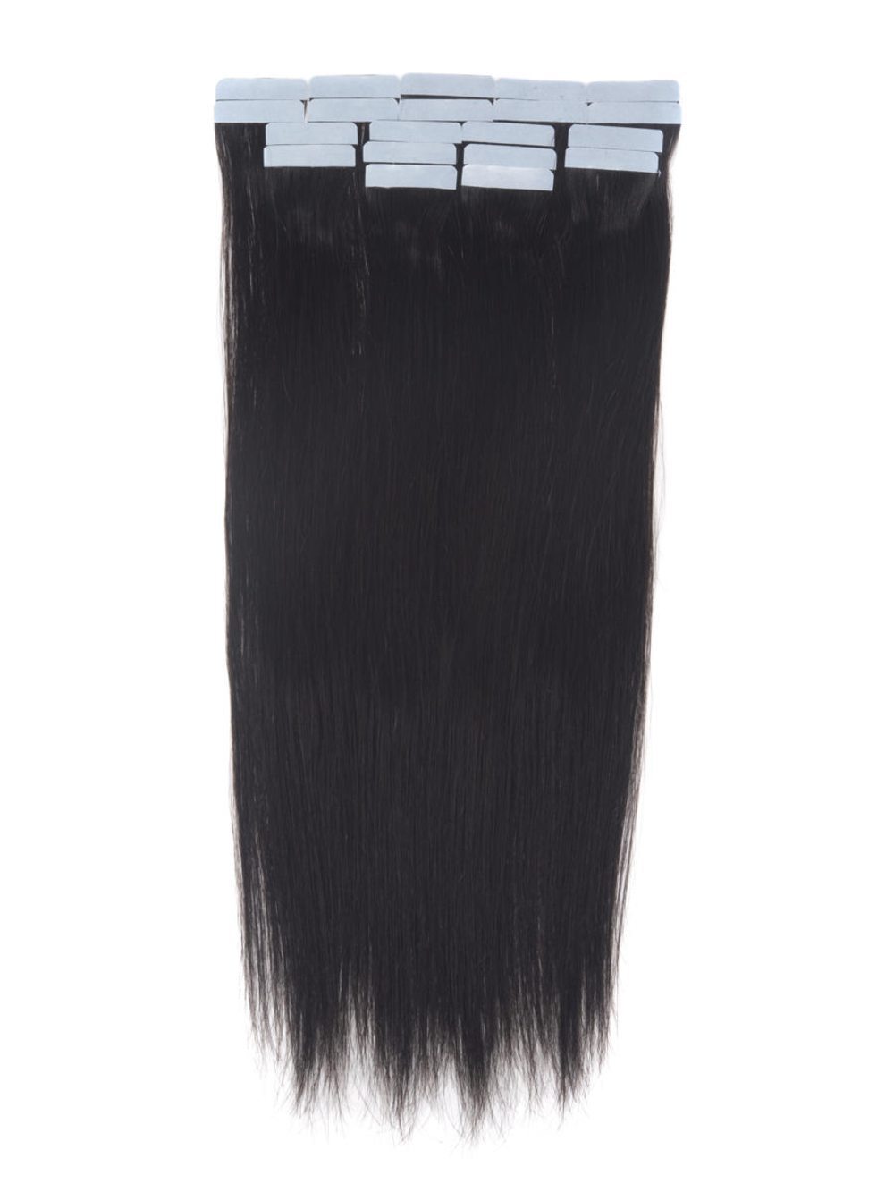 Remy Tape In Hair Extensions 20 Piece Silky Straight Natural Black(#1B) - Zever Hair 1