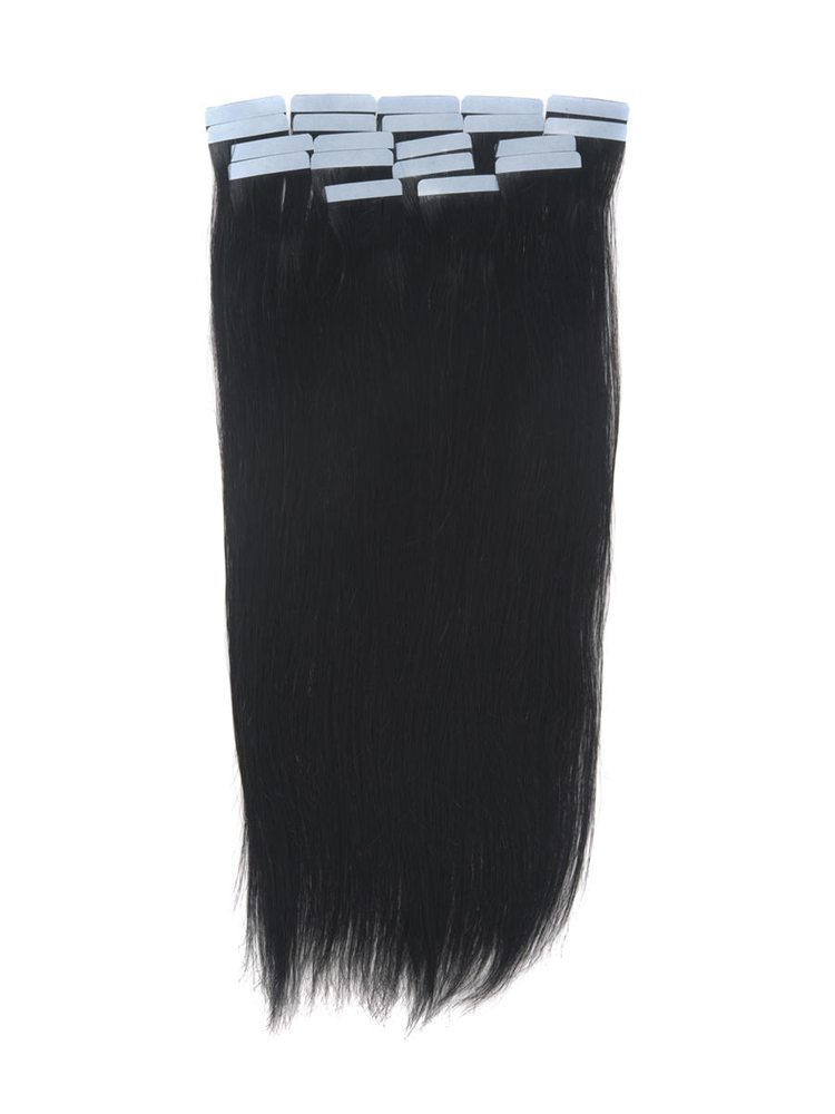 Tape In Remy Hair Extensions 20 Piece Silky Straight Jet Black(#1) - Zever Hair 2