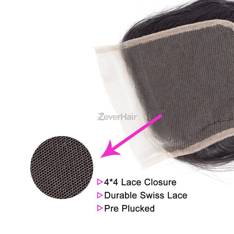Hot Virgin Hair Natural Wave Lace Closure 4*4 Deals - Zever Hair 3