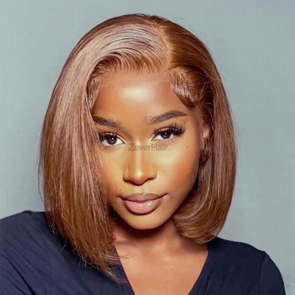 Short Chocolate Brown Virgin Human Hair Bob Wig - Zever Hair 0