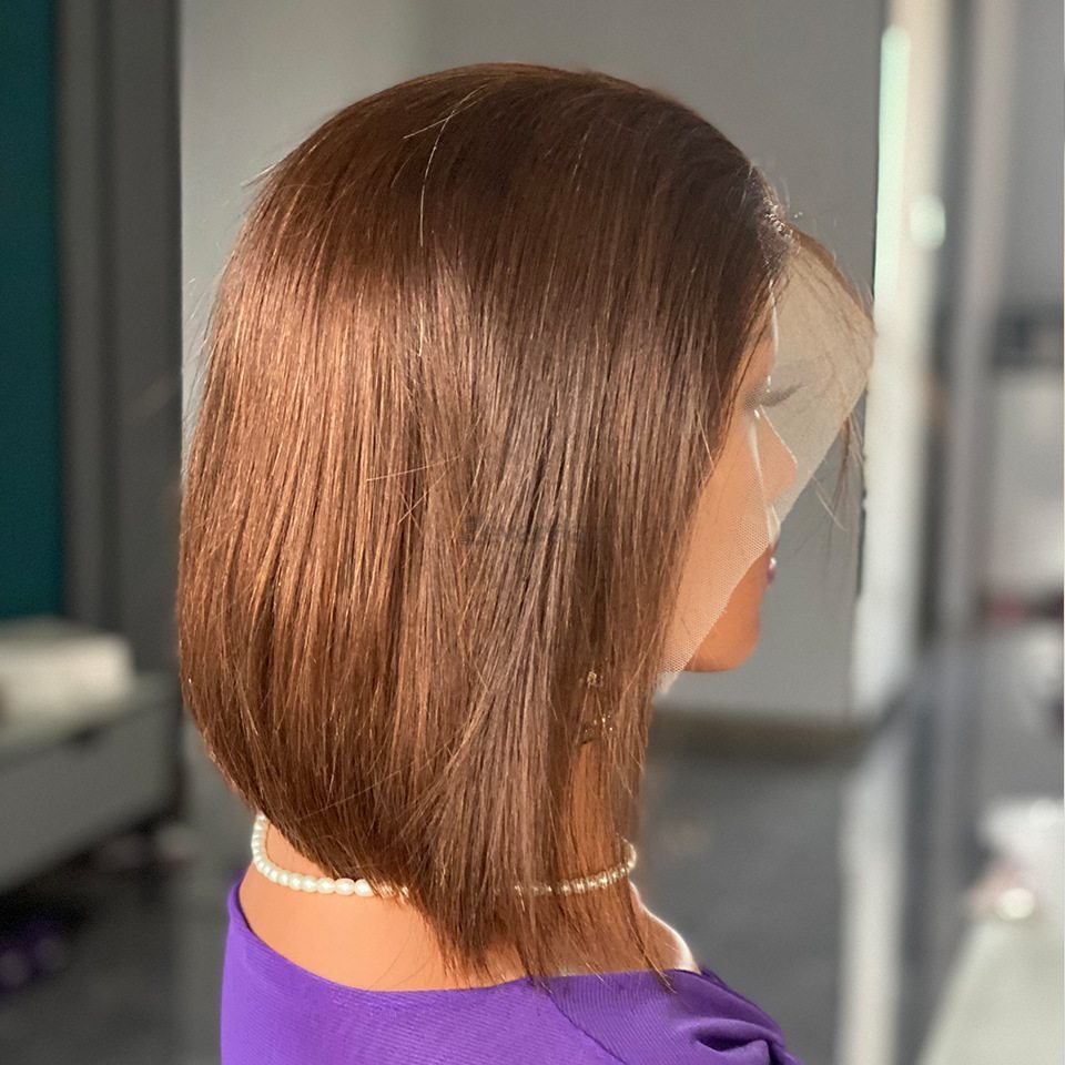 Short Chocolate Brown Virgin Human Hair Bob Wig - Zever Hair 1