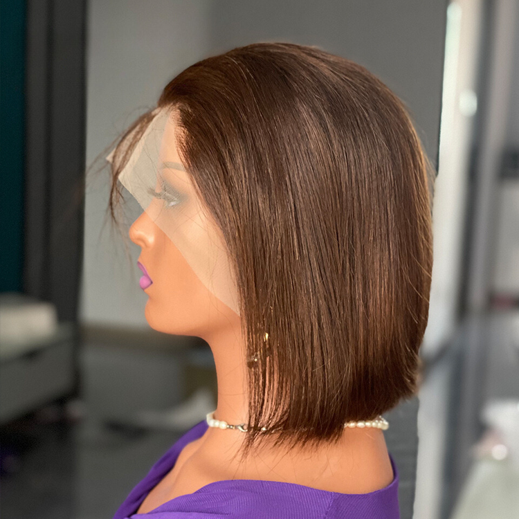 Short Chocolate Brown Virgin Human Hair Bob Wig - Zever Hair 2