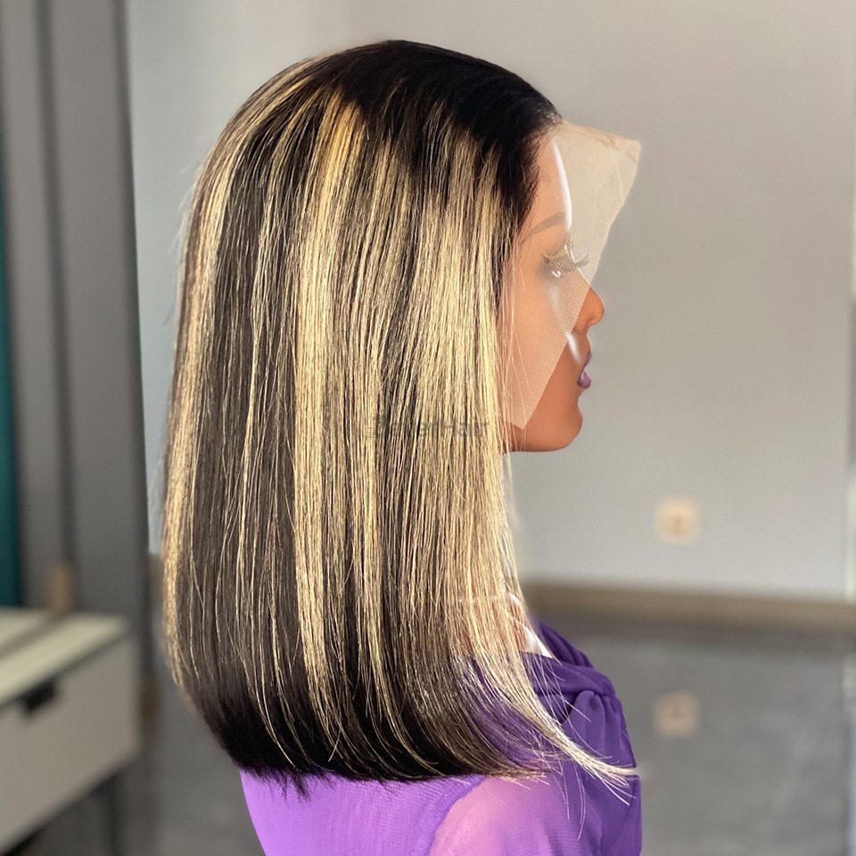 Highlight Color 180 Density Lace Human Hair Bob Wig - Zever Hair 3