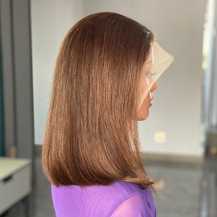 180 Density Chocolate Brown Virgin Human Hair Bob Wig - Zever Hair 3