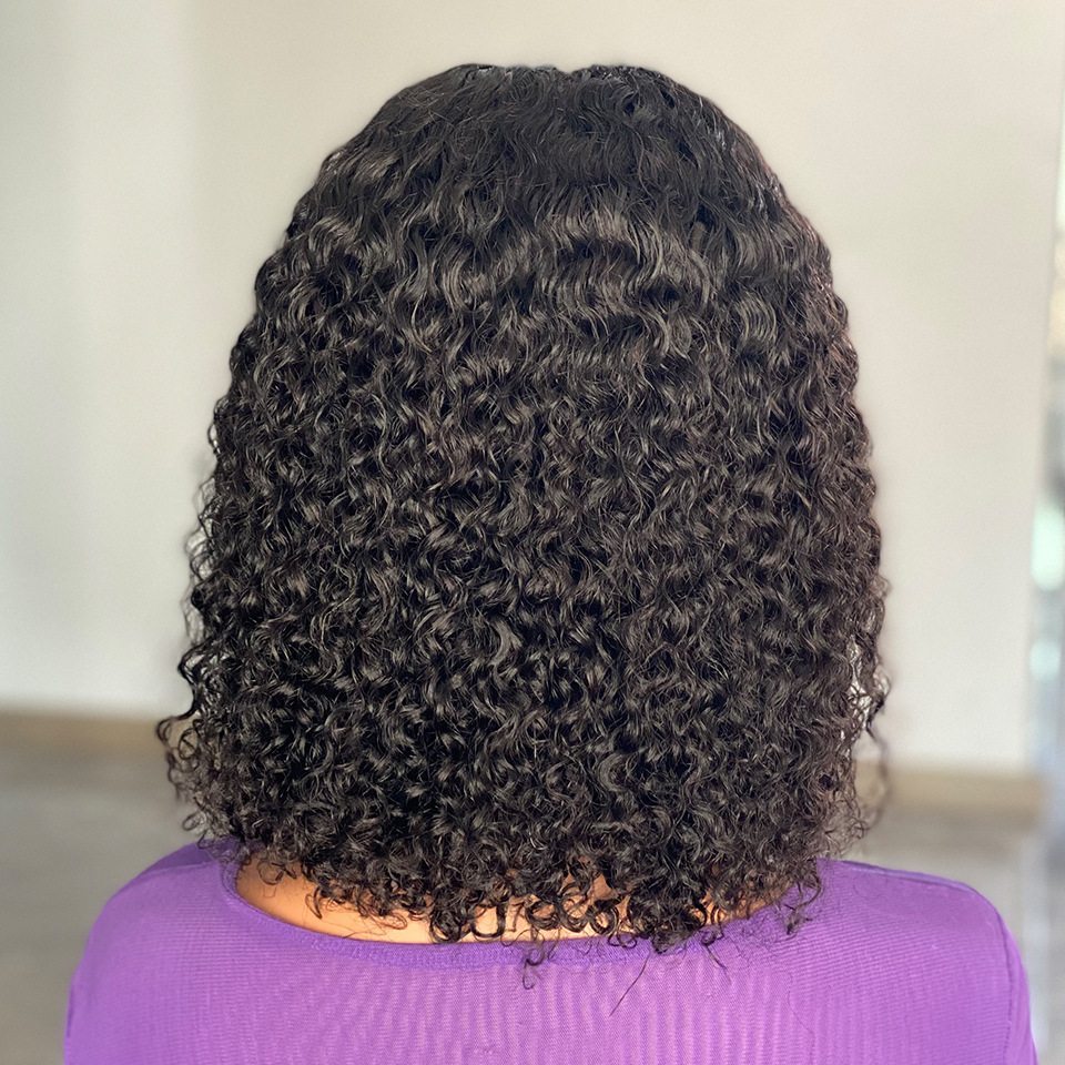 200 Density Curly Virgin Human Hair Bob Wig Natural Black - Zever Hair 5