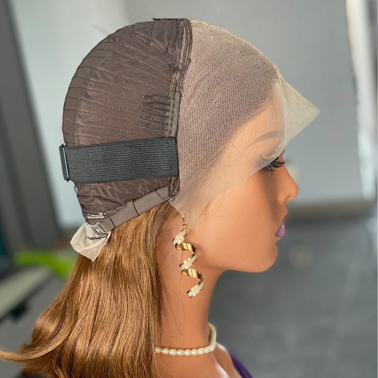 180 Density Highlight Chocolate brown human hair lace front bob wig - Zever Hair 4