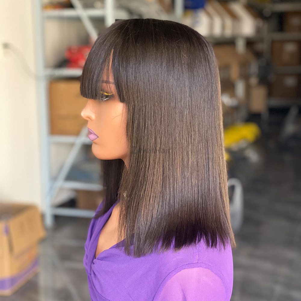 Bone Straight Virgin Human Hair Bob Wigs With Bangs - Zever Hair 3